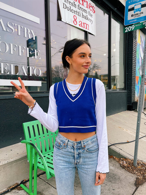 Feeling Electric Knit Vest// Cobalt